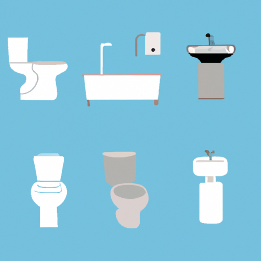 תמונה המתארת סוגים שונים של כלים סניטריים לרבות שירותים, כיורים ואמבטיות.